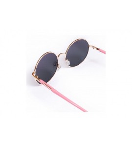 Round Sunglasses Round - Mirror Reflective Pink Rose Purple Retro Eyewear Gold Metal Frame - C9187LT3G6T $48.59