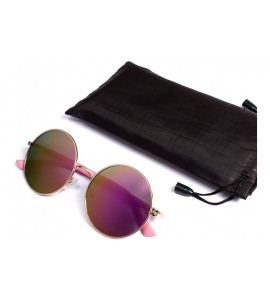 Round Sunglasses Round - Mirror Reflective Pink Rose Purple Retro Eyewear Gold Metal Frame - C9187LT3G6T $48.59