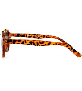 Round Womens Vintage Retro Fashion Sunglasses Round Designer Frame - Tortoise (Blue Mirror) - C91898N95AD $20.08