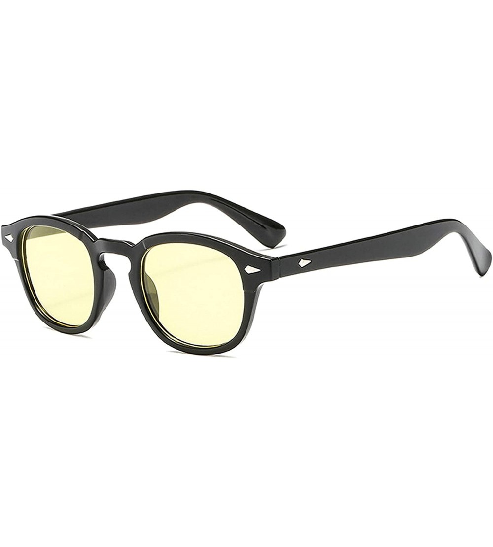 Round Classic Retro Designer Style Sunglasses for Men or Women AC PC UV400 Sunglasses - Yellow - CU18T2TXI7G $29.75