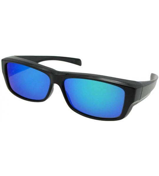 Rectangular Medium Wear Over Prescription Sunglasses Polarized F23 - Blue Mirror Gray Lens - CA18OYUDDLW $34.17