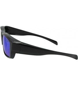 Rectangular Medium Wear Over Prescription Sunglasses Polarized F23 - Blue Mirror Gray Lens - CA18OYUDDLW $34.17