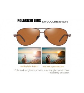 Aviator Aviator Sunglasses Polarized Protection Mirrored - Brown / Amber (Simple Package) - C018T3C8IAA $22.31