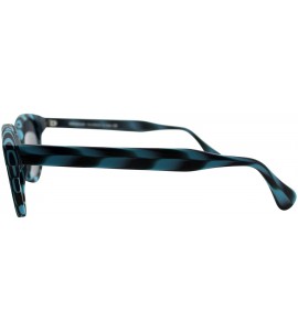 Oval Women Italian Handmade Oval Sunglasses - Non-Prescription/Rx-able Designer Glasses Frame - 2 - Blue & Black - C718T3AT07...