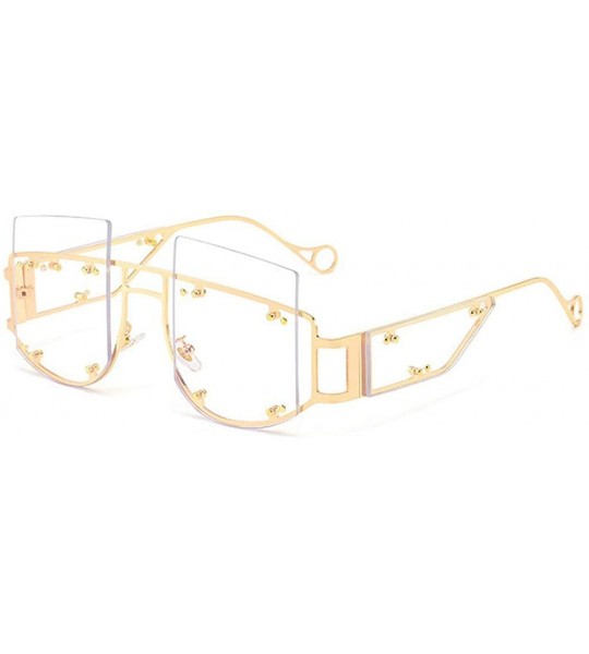 Square new frameless windproof personality men and women brand fashion trend sunglasses UV400 - Transparent - CE18ALINMWM $25.54
