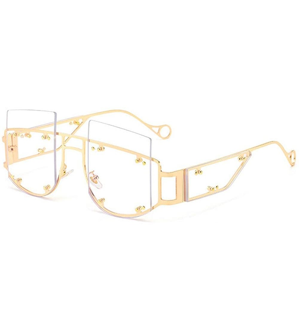 Square new frameless windproof personality men and women brand fashion trend sunglasses UV400 - Transparent - CE18ALINMWM $25.54