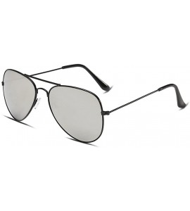 Round Mens Polarized Full Mirrored Aviator Sunglasses - Silver - CJ183GW76KL $17.84