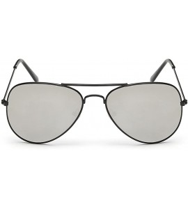 Round Mens Polarized Full Mirrored Aviator Sunglasses - Silver - CJ183GW76KL $17.84