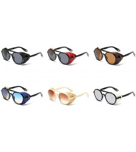 Round Vintage Women Punk Round Sunglasses Luxury Brand Designer Fashion Side protection Sun Glasses - Brown - C218MD69DYM $27.26