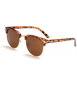 Semi-rimless Classic Retro Designer Half Rim Sunglasses 50mm - Leopard/Brown - C912E882H89 $19.51