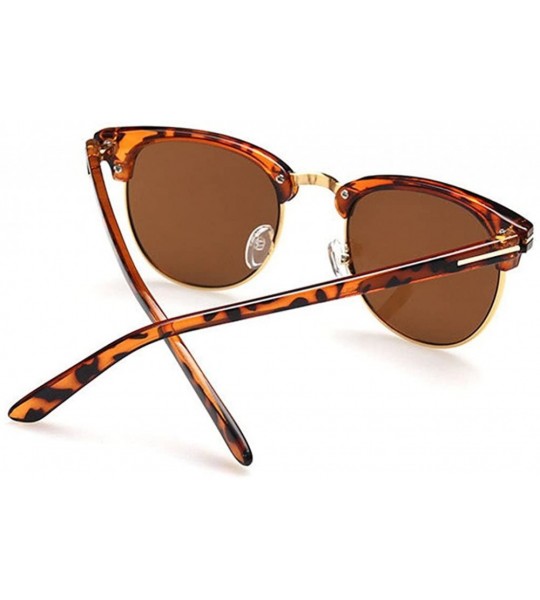 Semi-rimless Classic Retro Designer Half Rim Sunglasses 50mm - Leopard/Brown - C912E882H89 $19.51
