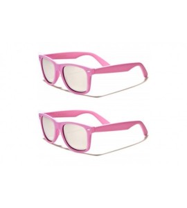Wayfarer Unisex 80's Retro Classic Trendy Stylish Sunglasses for Men Women - Stm - Mirror Lens Pink - 2pack - CY195GK2XWZ $19.34