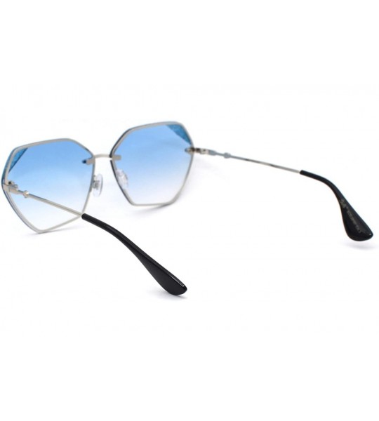 Rimless Giselle Octagonal Shape Rimless Designer Mod Sunglasses - Silver Blue - C318WMDYIAQ $23.72