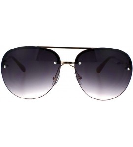 Rimless Womens Glitter Edge Trim Luxury Designer Rimless Pilots Sunglasses - Gold Pink Black - C518Q0DRHSZ $23.29