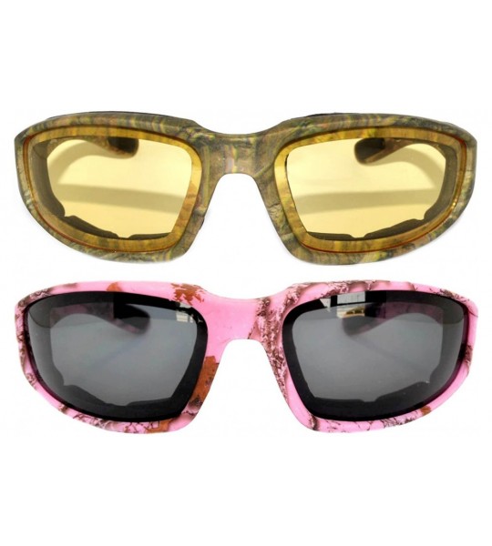 Sport Set of 2- 3 Pairs Motorcycle CAMO Padded Foam Sport Glasses Colored Lens - Camo1_yellow-camo-pink_smoke - CG183YEE5N0 $...