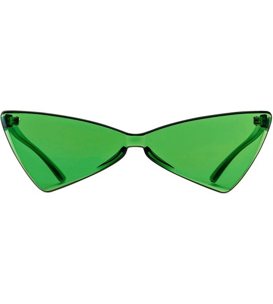 Rimless Colorful One Piece Rimless Transparent Cat Eye Sunglasses for Women Tinted Candy Colored Glasses - B025-green - C718O...