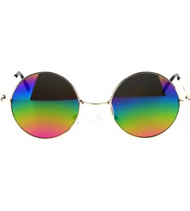 Oval Reflective Color Mirrored Hippie Groove Round Circle Lens Retro Sunglasses - Gold Rain - CA17XXKC99E $23.65
