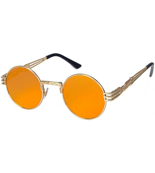 Round Reflective Lens Round Trendy Sunglasses - CB1943NAXY0 $18.86