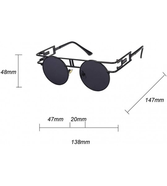 Round Round Gothic Steampunk Sunglasses Men Retro Metal Sun Glasses Women Accessories - Full Black - C218IWOOG89 $19.16
