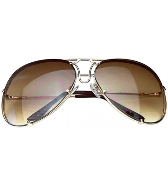 Cat Eye Vintage Retro Rectangle Cat Eye Celebrity Women Sunglasses - Brown Lens - Gold Frame - C518OIK97U2 $22.68