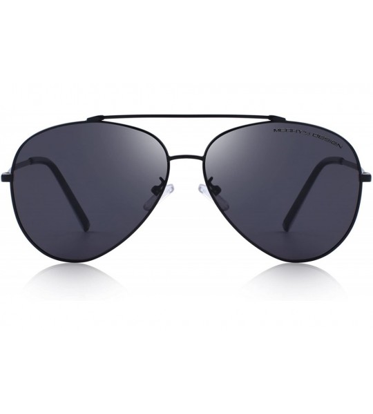 Aviator Polarized sun glasses fashion men Metal Frame Unisex Sunglasses S8805 - Black - CV18D69OGC6 $24.00