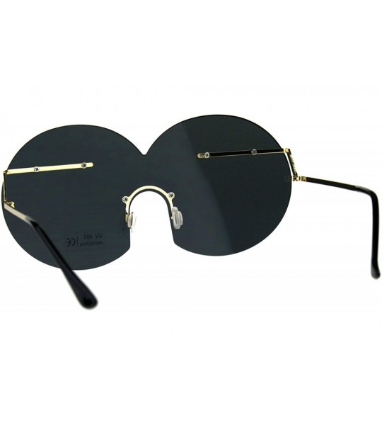 Shield Funky Fun Sunglasses Oversized Shield Round Rimless Unique Fashion Shades - Gold (Black) - CS18DDZIN33 $19.40