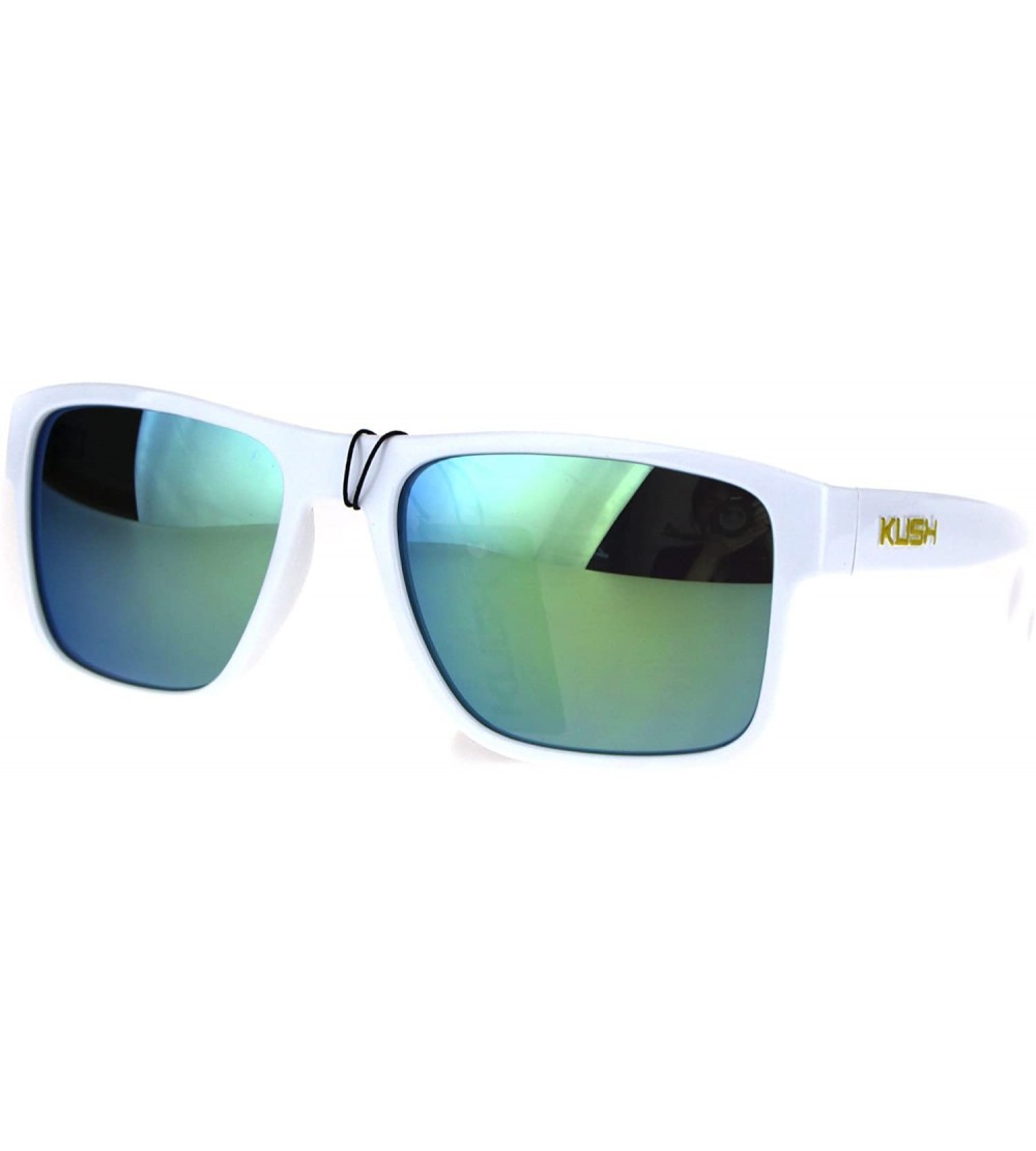Rectangular Mens White Kush Color Mirror Rectangular Sport Gangster Sunglasses - Yellow - CB18644LOT0 $18.03