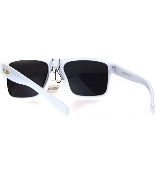 Rectangular Mens White Kush Color Mirror Rectangular Sport Gangster Sunglasses - Yellow - CB18644LOT0 $18.03