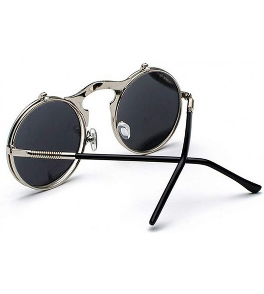 Aviator Metal Steampunk Sunglasses Women Fashion Round Glasses Vintage Sun Female UV400 Eyewear Shades - Silversilver - CG198...