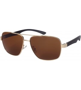Aviator Classic Rectangular Square Metal Aviator Sunglasses For Men 100% UV Protection 1201-SD - Gold+matte Black - CE1827EQY...