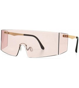 Square 2020 fashion square large frame windproof male retro brand designer sunglasses female 8818 - Pink - CV1998AMMA8 $24.39