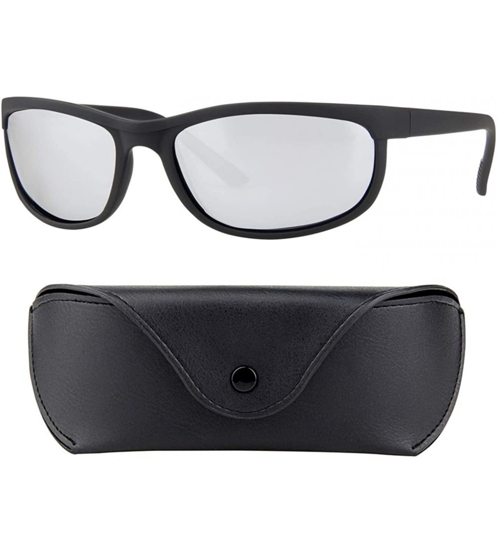 Sport Polarized Sun Glasses for Men Women Unisex Frame Wrap Rectangle Sport Sunglasses with Case and Cloth - CX18XY45CNZ $18.34