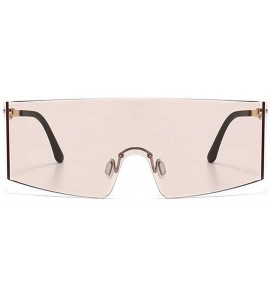 Square 2020 fashion square large frame windproof male retro brand designer sunglasses female 8818 - Pink - CV1998AMMA8 $24.39
