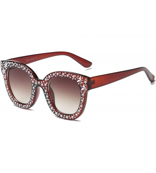 Square Women Retro Vintage Bold Square Oversized Fashion Sunglasses - Maroon - C118WU90L62 $37.90