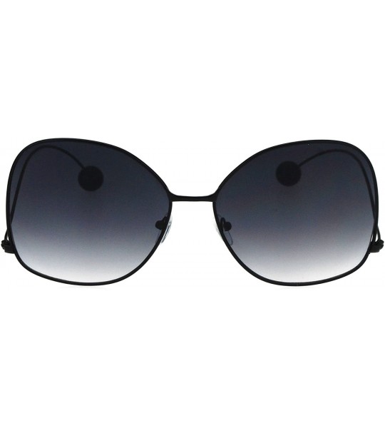 Oversized Womens Oversize Gradient Lens Swan Drop Temple Metal Rim Diva Sunglasses - Black Smoke - CT17X6L3G2U $23.86