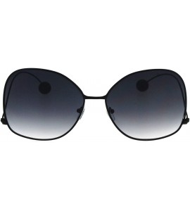 Oversized Womens Oversize Gradient Lens Swan Drop Temple Metal Rim Diva Sunglasses - Black Smoke - CT17X6L3G2U $23.86