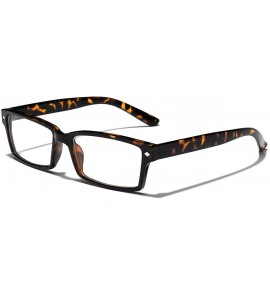 Square Horn Rimmed Men's Rectangular Clear Lens Glasses - Tortoise - CI12NVJF124 $19.21