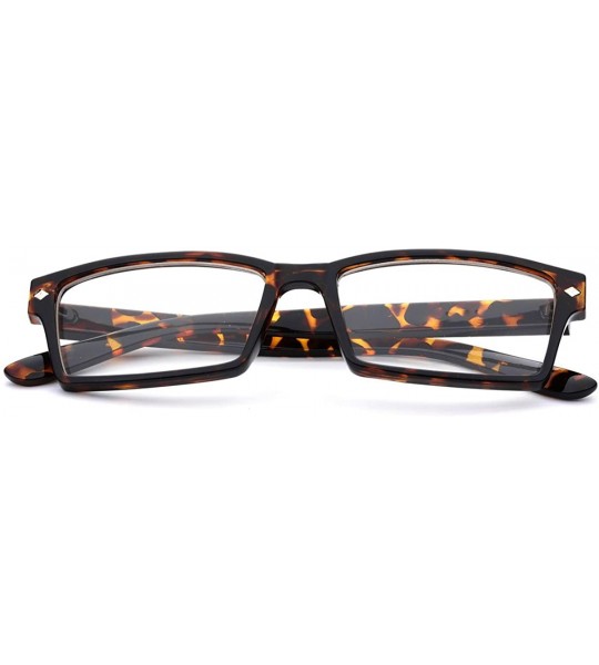 Square Horn Rimmed Men's Rectangular Clear Lens Glasses - Tortoise - CI12NVJF124 $19.21