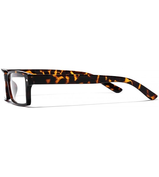 Square Horn Rimmed Men's Rectangular Clear Lens Glasses - Tortoise - CI12NVJF124 $19.21