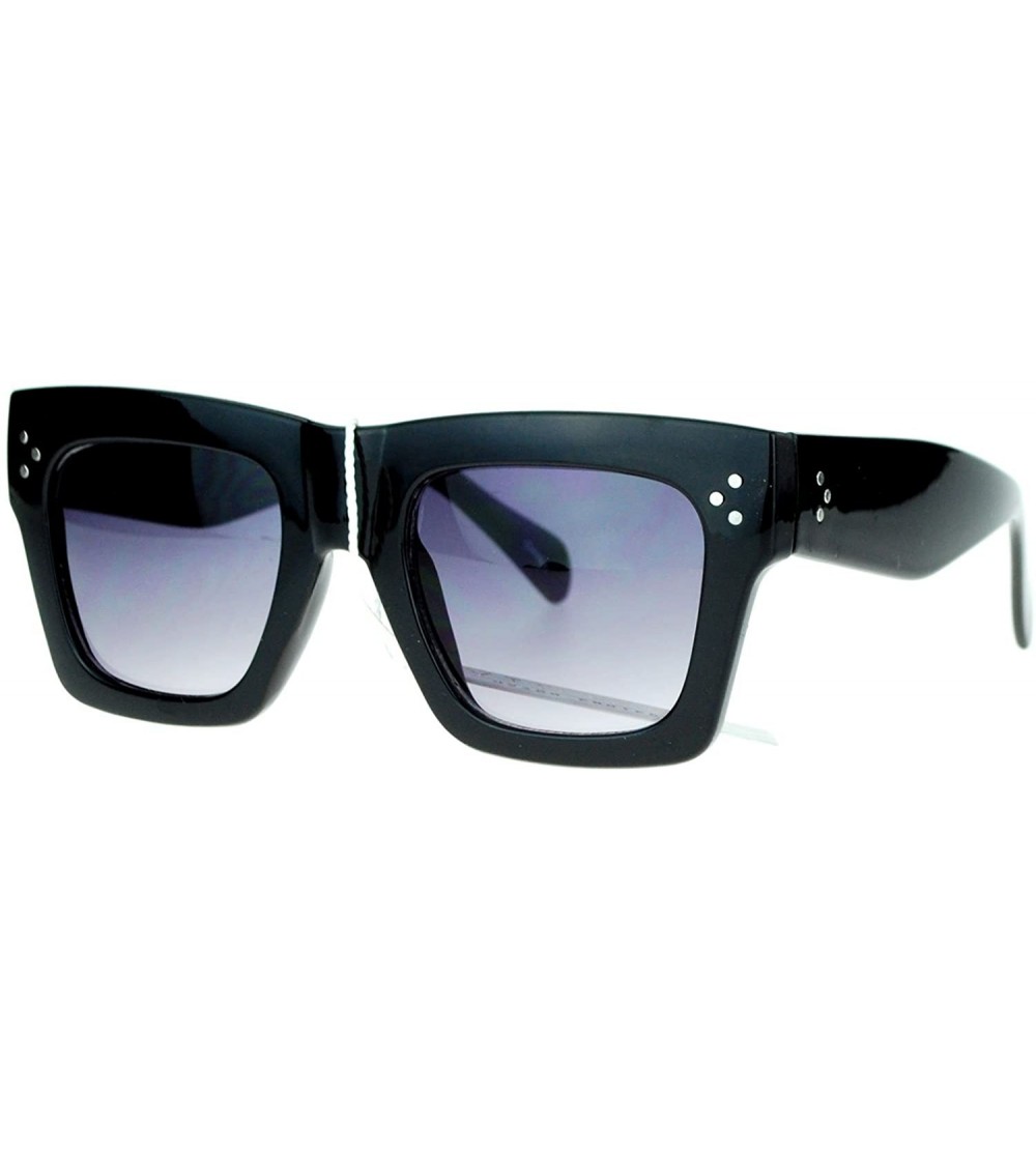 Wayfarer Retro Womens Thick Plastic Horned Horn Rim Sunglasses - Black - C1122KQ7YAL $19.18