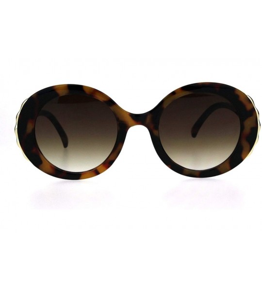 Oval Womens Retro Mod Thick Plastic Round Oval Plastic Sunglasses - Tortoise Brown - CY18K5A86NQ $19.67
