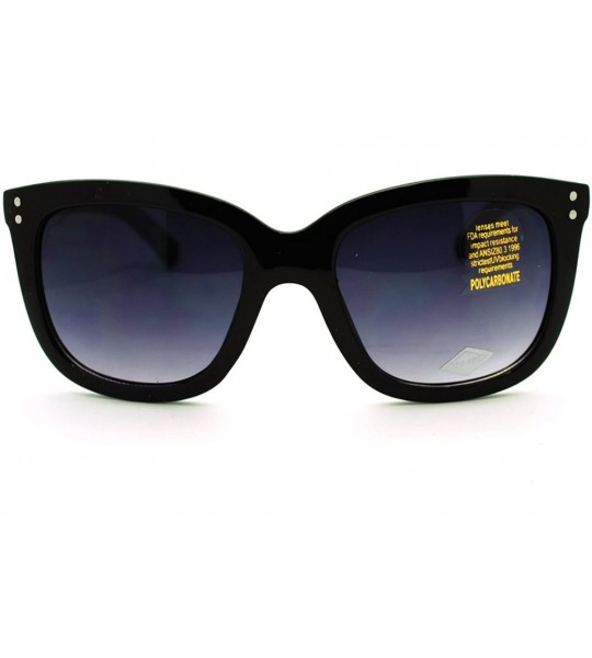 Wayfarer Womens Thin Plastic Retro Rectangular Horn Rim Horned Sunglasses Mirrored Lens - Black Gold - C611YFDYQW3 $18.79