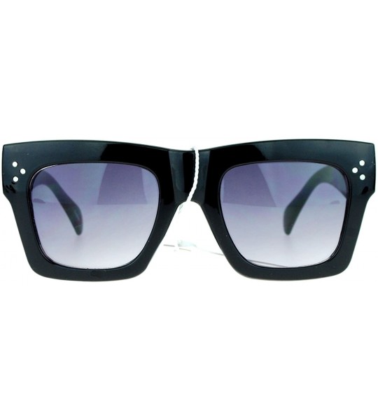 Wayfarer Retro Womens Thick Plastic Horned Horn Rim Sunglasses - Black - C1122KQ7YAL $19.18