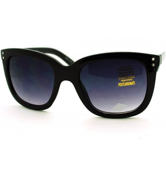 Wayfarer Womens Thin Plastic Retro Rectangular Horn Rim Horned Sunglasses Mirrored Lens - Black Gold - C611YFDYQW3 $18.79
