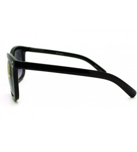 Wayfarer Womens Thin Plastic Retro Rectangular Horn Rim Horned Sunglasses Mirrored Lens - Black Gold - C611YFDYQW3 $18.79