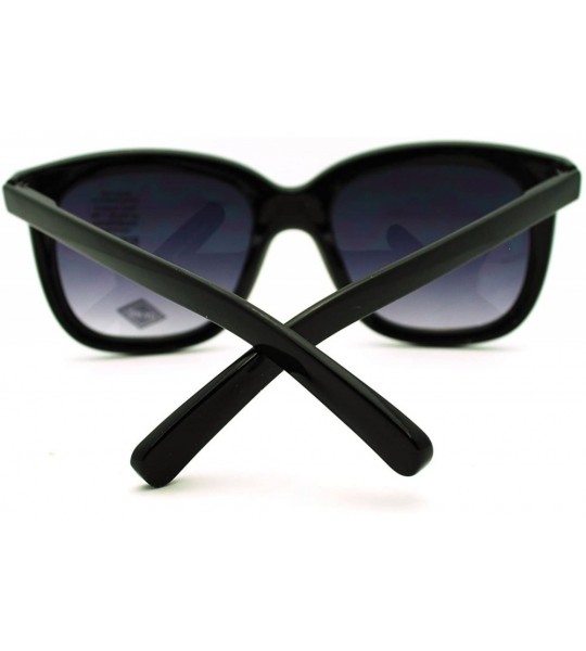 Wayfarer Womens Thin Plastic Retro Rectangular Horn Rim Horned Sunglasses Mirrored Lens - Black Gold - C611YFDYQW3 $18.79