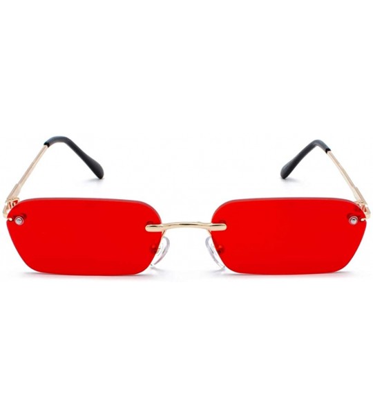 Rimless Rimless Rectangle Sunglasses Women Accessories Square Sun Glasses for Men Small - Gold With Red - CW18RONSCIC $23.35