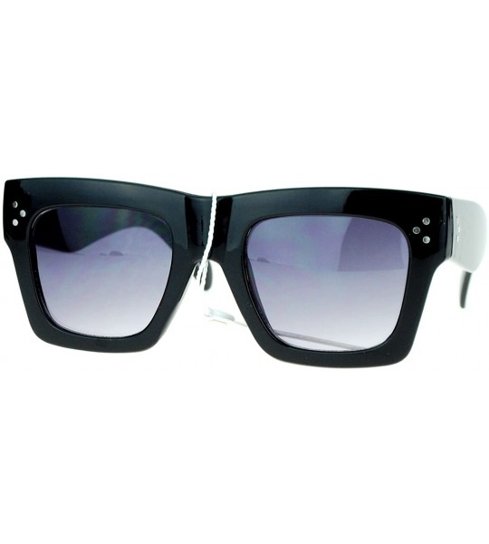 Wayfarer Retro Womens Thick Plastic Horned Horn Rim Sunglasses - Black - C1122KQ7YAL $19.18