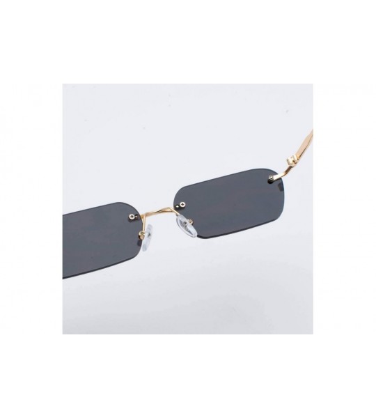 Rimless Rimless Rectangle Sunglasses Women Accessories Square Sun Glasses for Men Small - Gold With Red - CW18RONSCIC $23.35