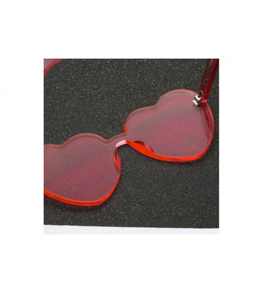 Rimless Girls Heart Shaped Rimless Sunglasses Transparent Frameless Glasses Tinted Eyewear for Women Party Cosplay - A - CC18...